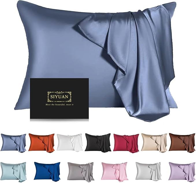 Mulberry Silk Pillowcase for Hair and Skin, Queen Size Cooling Silk Pillow Case by SIYUAN