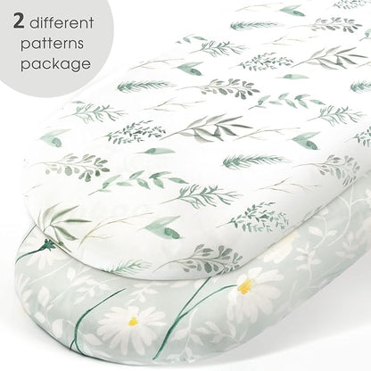 GRSSDER Stretchy Ultra Soft Fitted Bassinet Sheet Set 2 Pack, Universal Fit - Image 2
