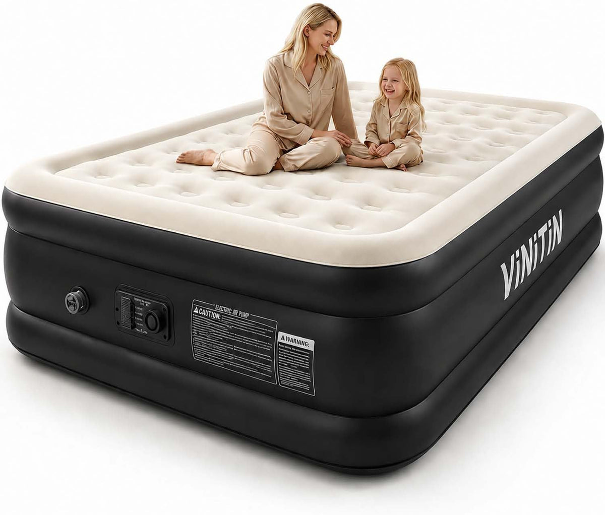 queen air mattress with built-in pump, 16" elevated, main product view