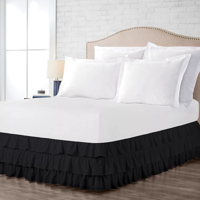 Multi-Ruffle Bed Skirt, Soft Multi Ruffle Bed Skirt Elastic Dust Ruffles - Image 5