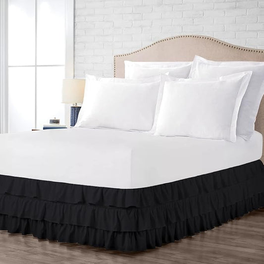 Multi-Ruffle Bed Skirt, Soft Multi Ruffle Bed Skirt Elastic Dust Ruffles by Unknown