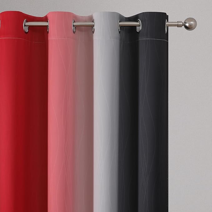 Estelar Textiler Ombre Red and Black Curtains 63 Inch Length 2 Panels, 100% - Image 4