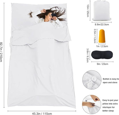 Sleeping Bag Liner, Travel Sheet & Adult Sleep Sack, Camping Sheets Travel - Image 3