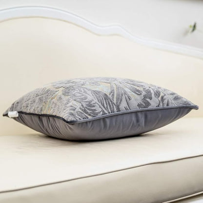 Alerfa 20 x 20 Inch Gray Silver Square Maple Leaf Pillow Embroidery Cut Velvet - Image 3