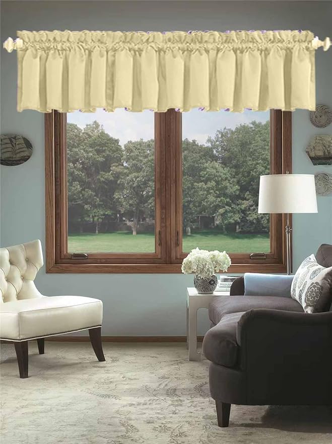 Beige 104 Inch Extra Wide Valance by HighQualityCurtains