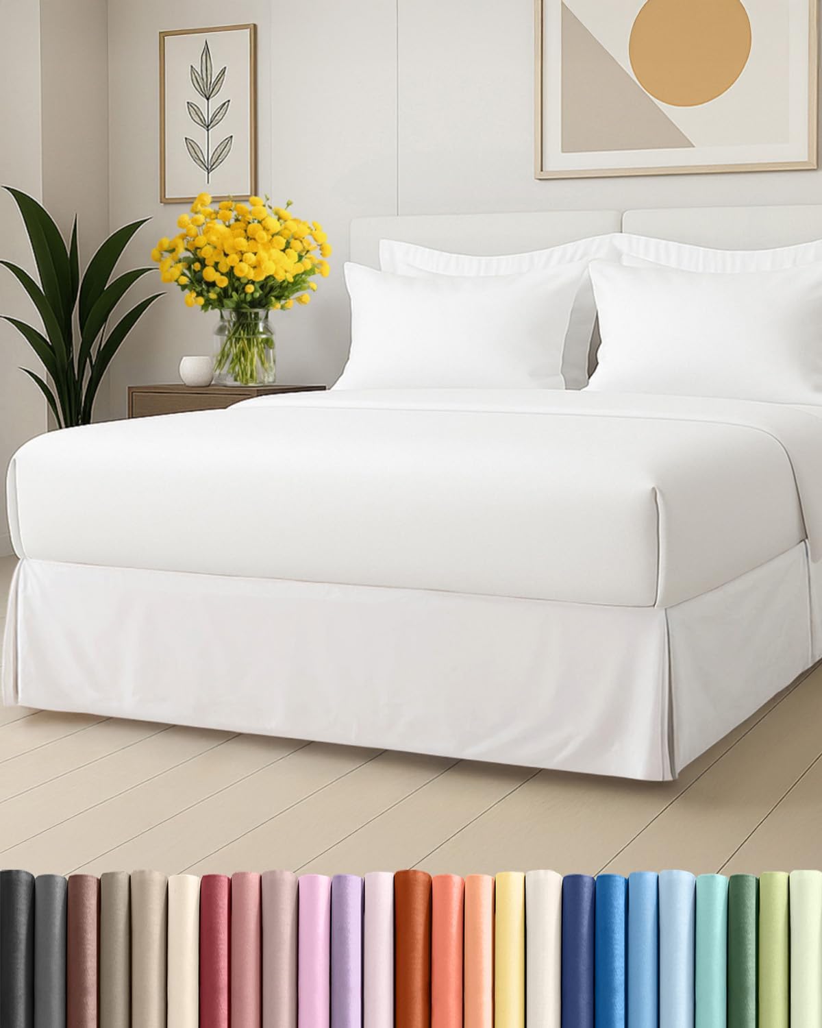 Pleated Bed Skirt Queen Size - 3 Sided Pleated Bed Skirt Queen - Ultra-Soft, Easy Fit with 12 Inch Tailored Drop - Hotel Quality, Wrinkle Free & Fade Resistant - for Women, Men, Kids & Teens - White