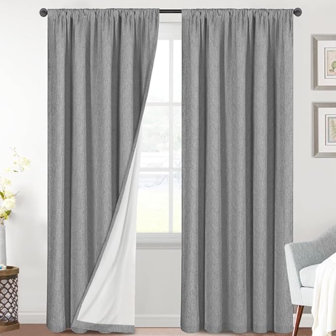 H.VERSAILTEX Linen Look 100% Blackout Curtains 95 Inches Long by HVERSAILTEX