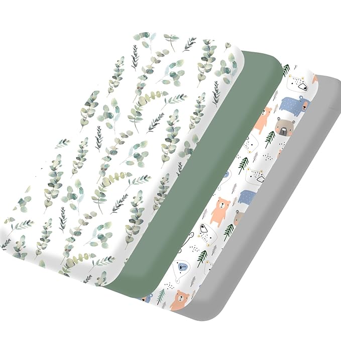 Bimocosy Pack and Play Sheets Fitted 4 Pack, 38 x 26 Inch Pack n Play Mini Crib by bimocosy