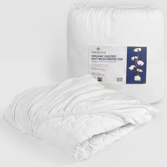 FABDREAMS Organic Quilted Mattress Protector Twin XL Size | Mattress Pad| by Fabdreams