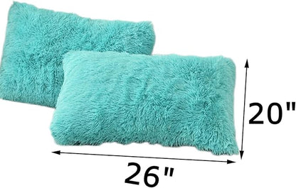 MorroMorn Decorative Pillows Covers, 2 Packs Faux Fur Pillow Cases Standard Size - Image 2