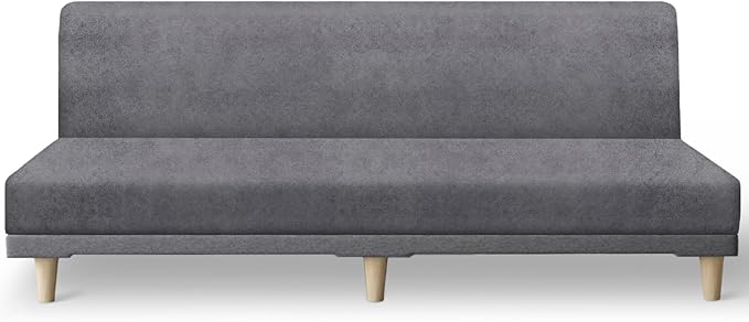 molasofa Leather Like Stretch Futon Slipcover Armless Futon Bed Sofa Cover by Molasofa