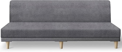 molasofa Leather Like Stretch Futon Slipcover Armless Futon Bed Sofa Cover by Molasofa
