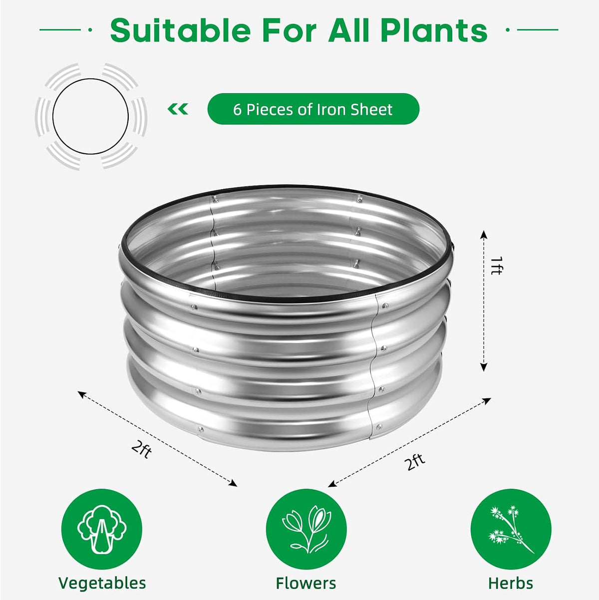 jeria raised garden bed,galvanized raised 2 pcs 2×2×1ft shown in use