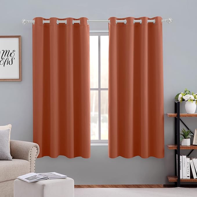 HOMEIDEAS Blackout Curtains for Bedroom 52 X 63 Inch Length 2 Panels Set Burnt by HOMEIDEAS
