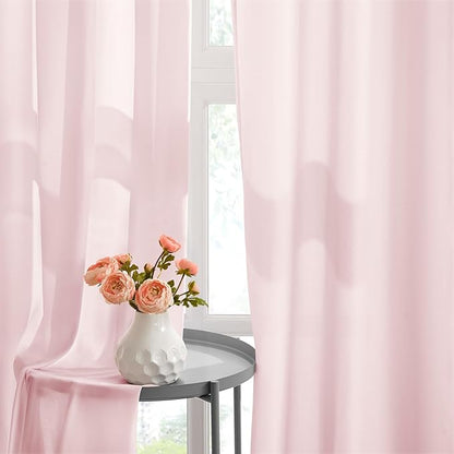 HOMEIDEAS Non-See-Through Light Pink Privacy Semi Sheer Curtains 84 Inches Long - Image 6