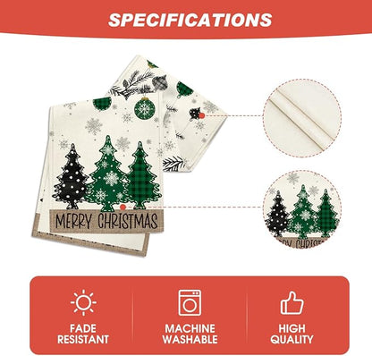 Artoid Mode Green Pine Trees Snowflake Merry Christmas Table Runner, Winter - Image 5
