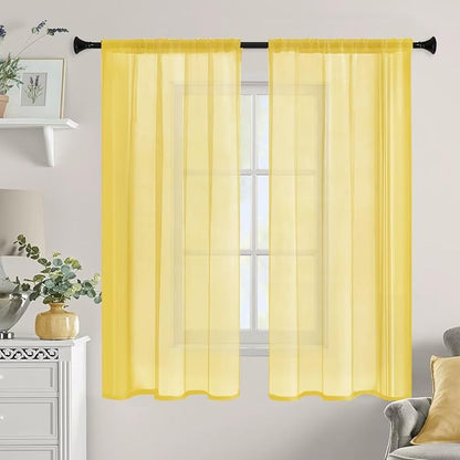 Sheer Curtains 72 Inches Long 2 Panels, Rod Pocket Short Curtain - Image 9