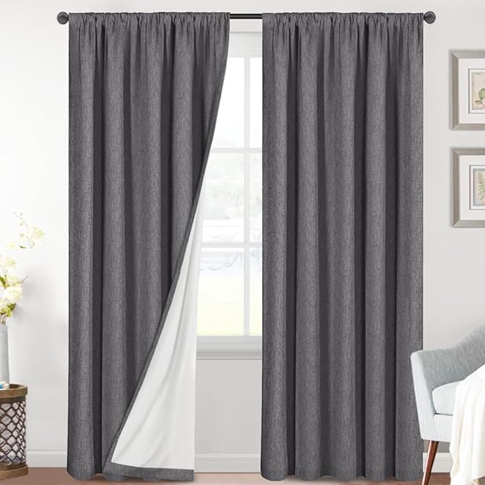 H.VERSAILTEX Linen Look 100% Blackout Curtains 84 Inches Long by HVERSAILTEX
