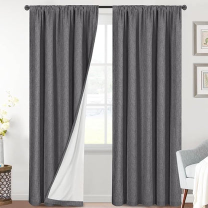 H.VERSAILTEX Linen Look 100% Blackout Curtains 84 Inches Long by HVERSAILTEX