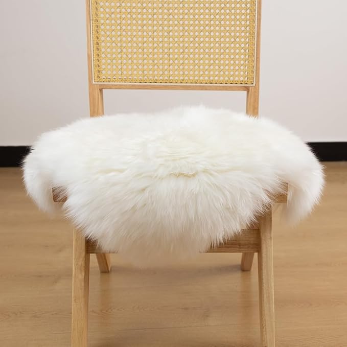 LLB Sheepskin Chair Cushion Non-Slip Back Square Genuine Fur Chair Cover Silky - Image 3