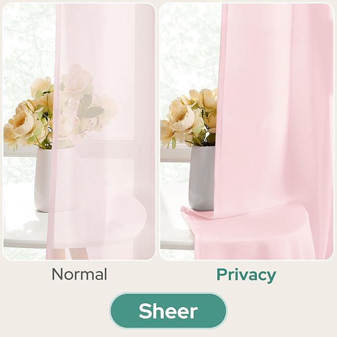 HOMEIDEAS Non-See-Through Light Pink Privacy Semi Sheer Curtains 84 Inches Long - Image 4
