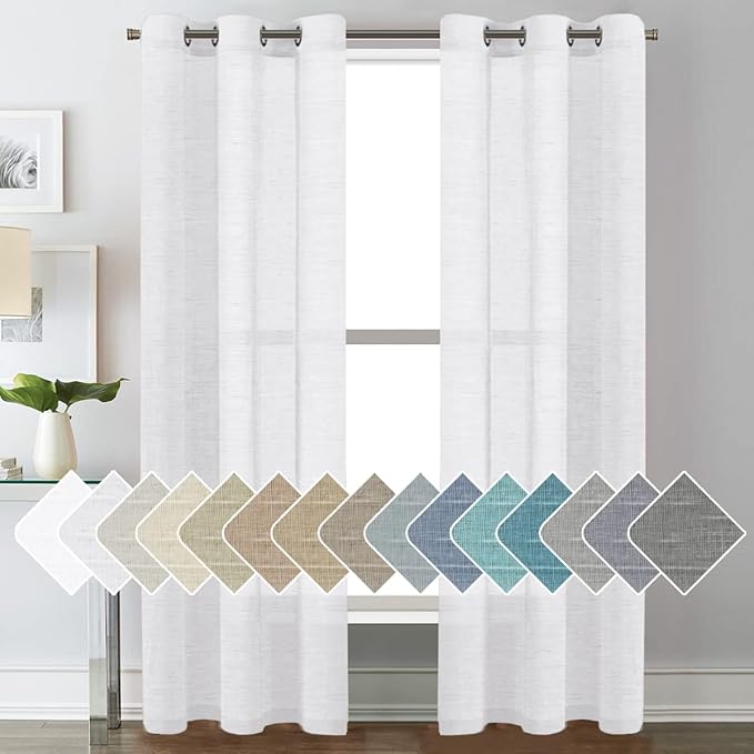 H.VERSAILTEX Linen Curtains Nickel Grommet Natural Linen Semi-Sheer Curtains 2 by HVERSAILTEX