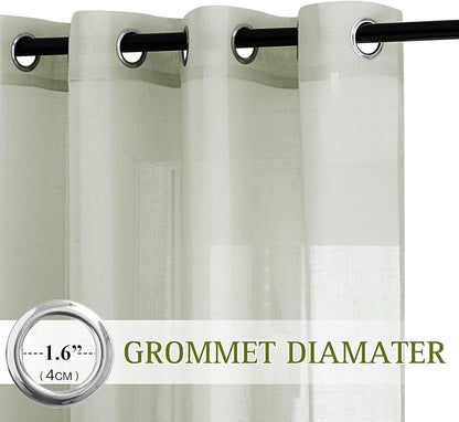 NICETOWN Linen Sheer sage green Curtains 84 inch Length - Image 2