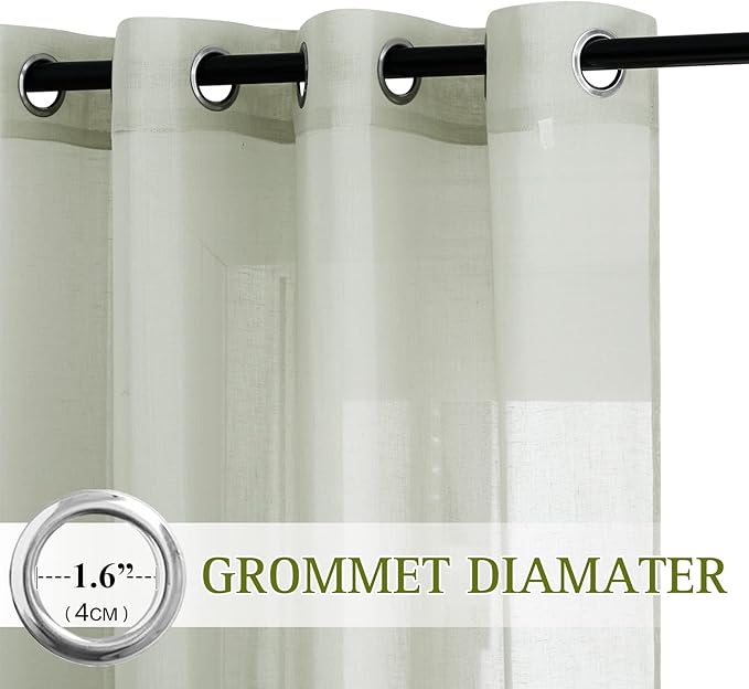 NICETOWN Sheer Linen Burlab Curtains & Drapes, Grommet Top Casual - Image 2