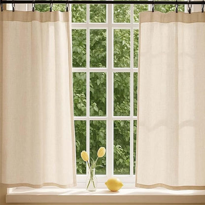 AIRLAKE Linen Blend Tier Curtains, 26 x 36 inches, Boho Farmhouse Rustic Style by AirlakeHome