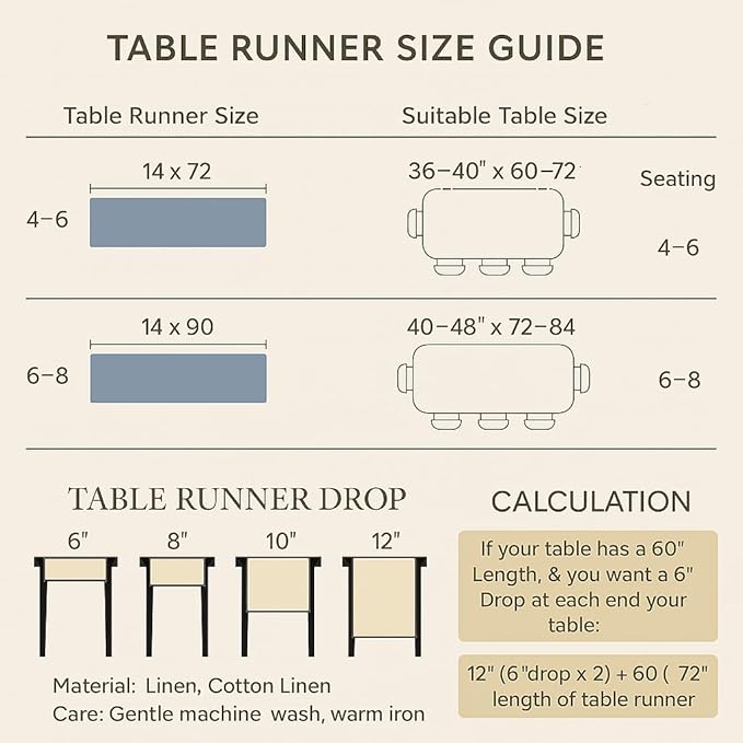 Home Ekaa Cotton Linen Table Runner 90 Inches Long – Summer Beige Table Runner - Image 7