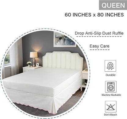 HIG Off-White Chic Queen Bed Skirt - Image 2