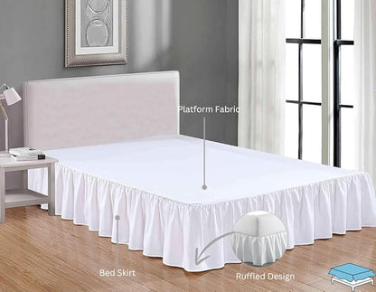 Ruffle Bed Skirt with Split Corners, Microfiber Dust Ruffled - Image 4