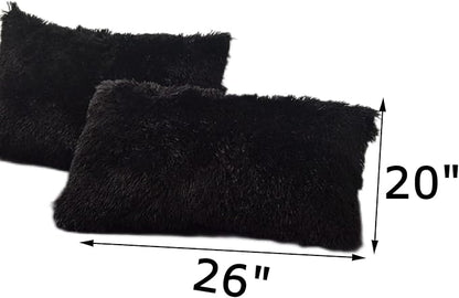 MorroMorn Decorative Pillows Covers, 2 Packs Faux Fur Pillow Cases Standard Size - Image 2