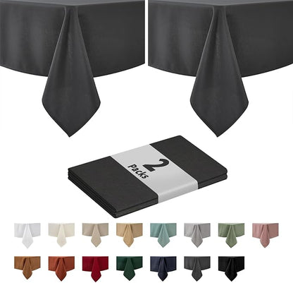 maxmill 2 Pack 60 x 84 Inch Charcoal Faux Linen Textured Rectangle Tablecloth by maxmill