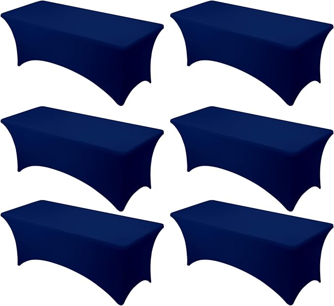 6-Pack Premium Navy Blue Spandex Tablecloths by DailySet