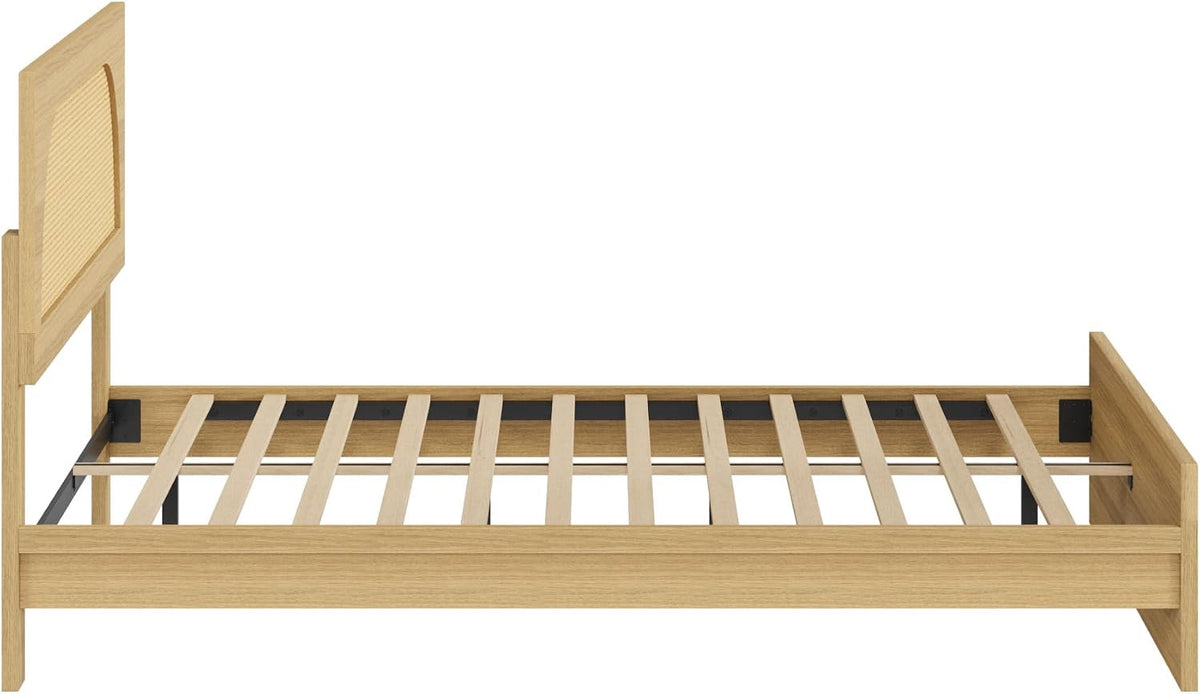 kislot boho rattan bed frame, farmhouse platform, natural, view 13