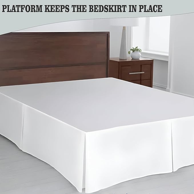 Pleated Bed Skirt King Size, Split Corners, Wrinkle-Resistant Microfiber - Image 3