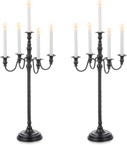 Candeldo 28 Inches Black Floor Candelabra Halloween Decorations Set of 2