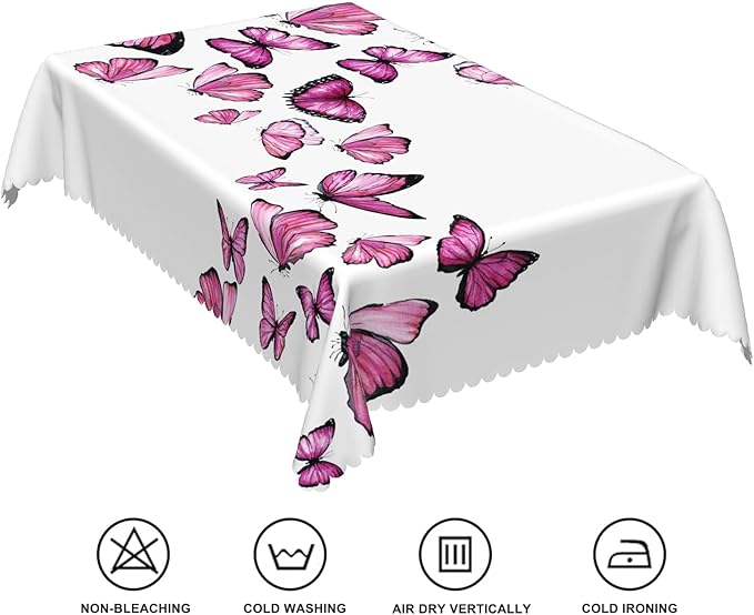 54x70inches Butterfly Rectangle Table Cloth Pink Purple Nature Butterflies - Image 6