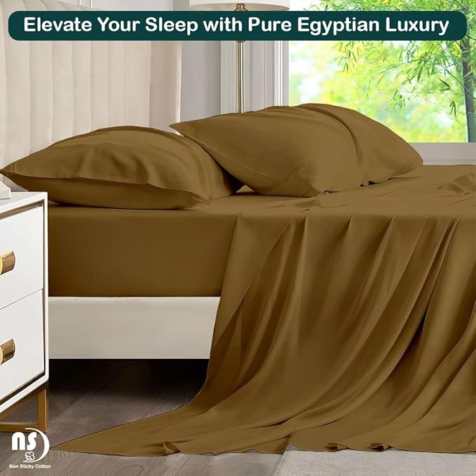 NON Sticky cotton Queen Size Sleeper Sofa Sheets, 4 Piece Egyptian Cotton Bed - Image 5