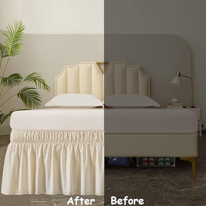 MEILA Wrap Around Bed Skirt Three Fabric Sides Elastic Dust Ruffled 14 Inch - Image 5