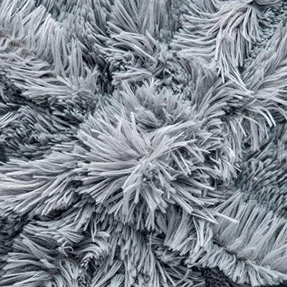 yusoki grey queen faux fur blanket,2 layers,queen90" x, side view