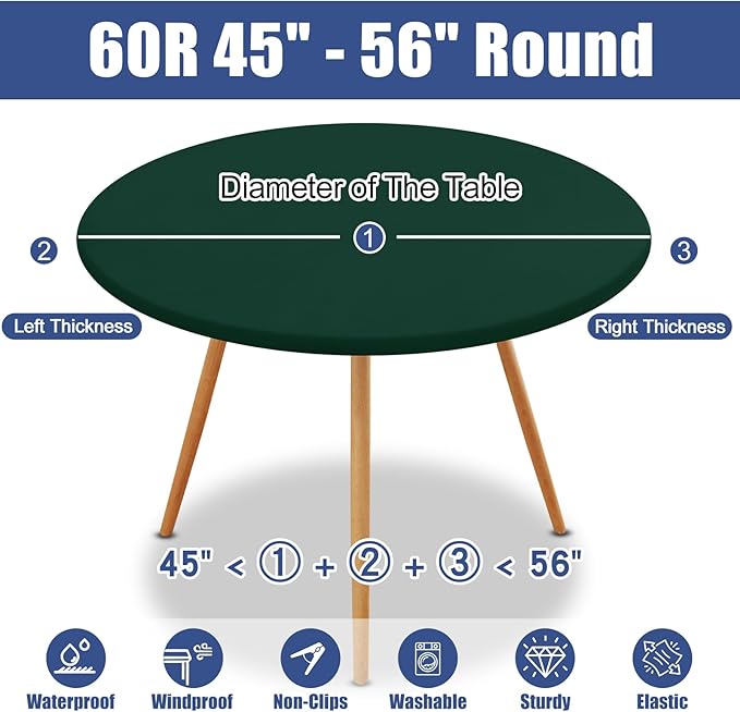 Round Spandex Tablecloth, Elastic Fitted Waterproof Tablecloths - Image 8