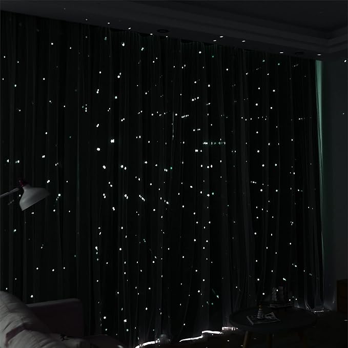Kinryb Decorative Star Cut-Out Blackout Curtains Room Decor Curtain 84 Inch - Image 7