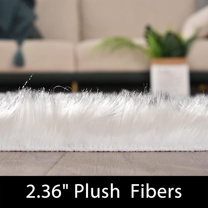 Latepis Area 5x7 Shag Rug White - Image 2