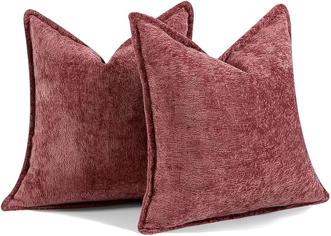 Pack of 2 Christmas Burgundy Fall Decorative Throw Pillow Covers 16x16 Cozy - Image 7