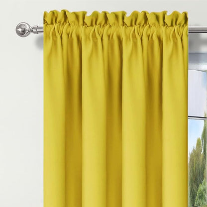Valances for Window Yellow Rod Pocket Valances Light Reducing Valance Curtains - Image 6