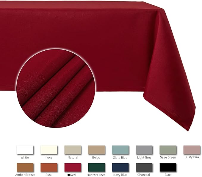 maxmill Square Tablecloth Slubby Texture Stain Resistant Waterproof Wrinkle - Image 4
