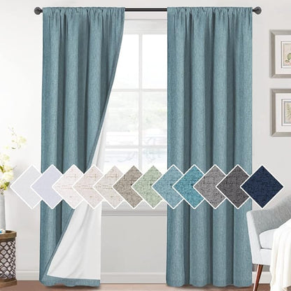 H.VERSAILTEX Linen Look 100% Blackout Curtains 84 Inches Long by HVERSAILTEX
