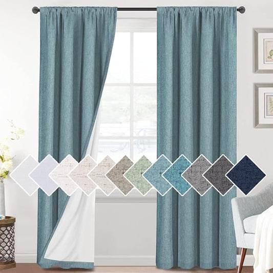 H.VERSAILTEX Linen Look 100% Blackout Curtains 84 Inches Long by HVERSAILTEX